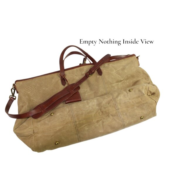 Madewell Transporter Khaki Green Canvas Brown leather Accent Duffle Weekender - Picture 8 of 9